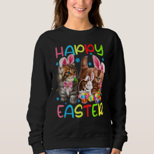 Happy Easter Cat Wearing Bunny Ear Bunny Cat Sweatshirt