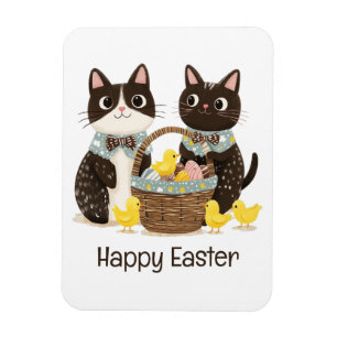 Happy Easter Cats Easter Basket Baby Chicks Magnet