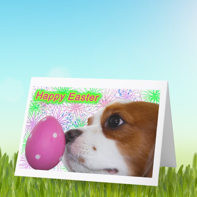 Happy Easter Cavalier King Charles Spaniels Holiday Card (Creator Uploaded)