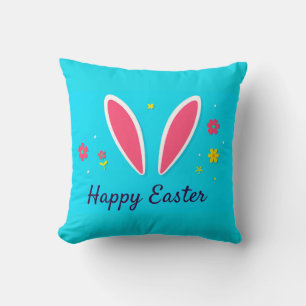 Happy Easter Celebration Card with Bunny Ears Cushion