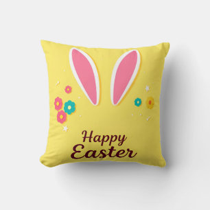 Happy Easter Celebration Card with Bunny Ears Cushion