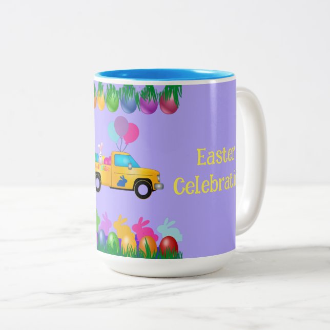 Happy Easter Celebration Two Tone Coffee Mug (Front Right)