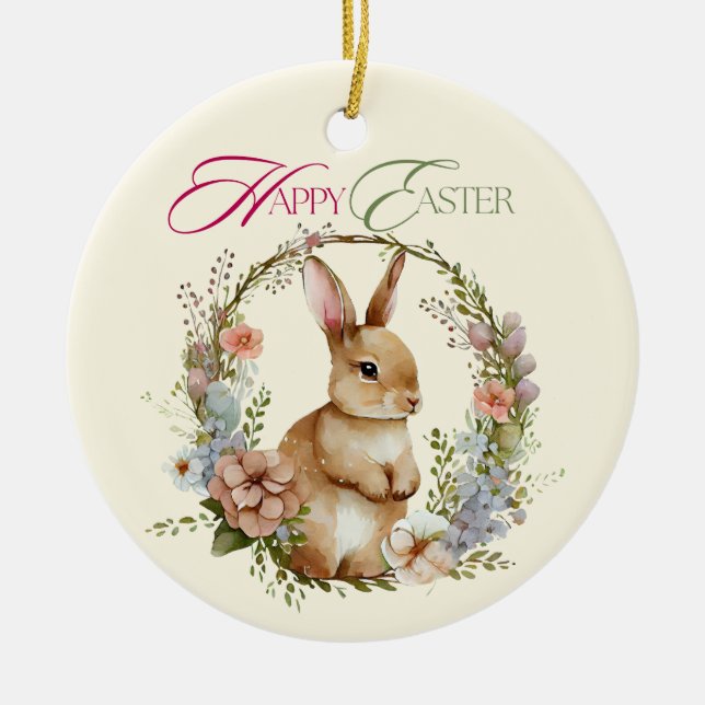 Happy Easter Ceramic Ornament (Front)