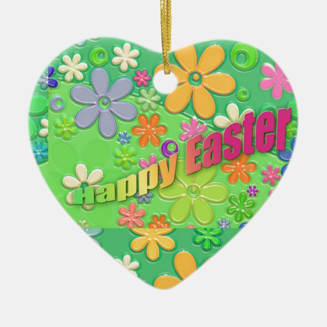 happy easter ceramic tree decoration (Front)