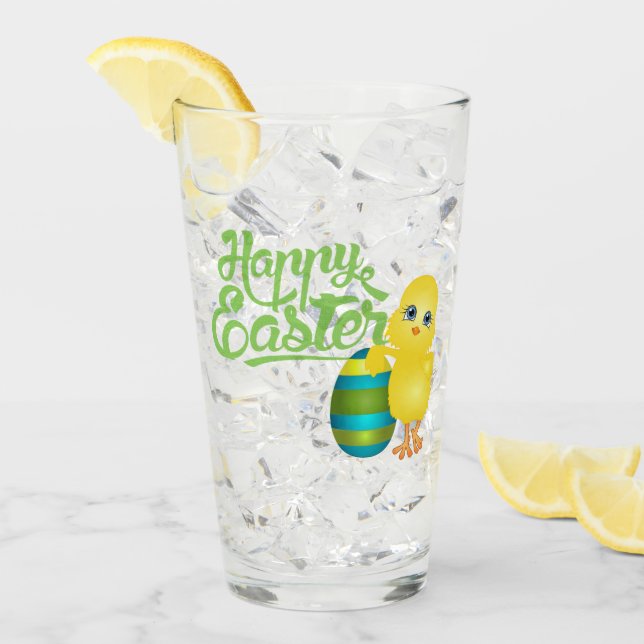 Happy Easter Chick and Egg Glass (Front Ice)