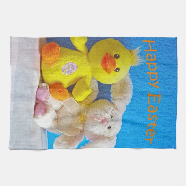 Happy Easter Chick + Bunny Tea Towel (Horizontal)