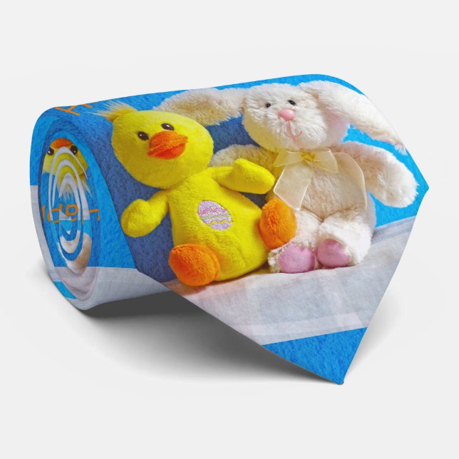 Happy Easter Chick + Bunny Tie (Rolled)