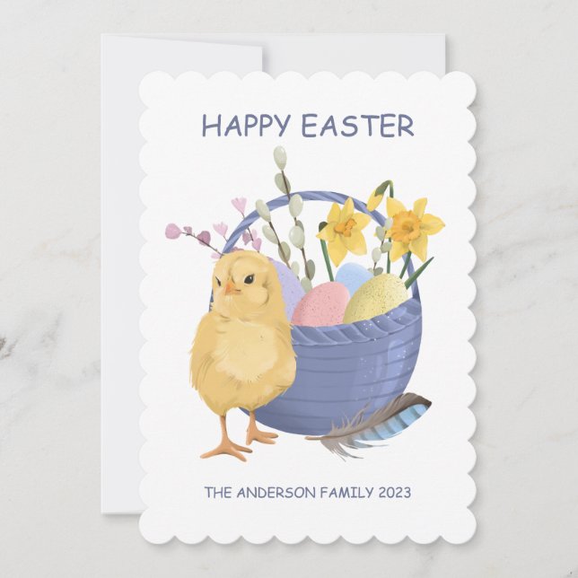 Happy Easter Chick Flat Holiday Card (Front)