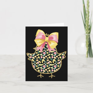 Happy Easter Chick Happy Easter Day Coquette Bow Card