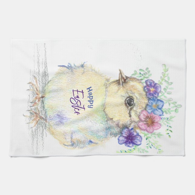  Happy Easter chick Kitchen Towel (Horizontal)
