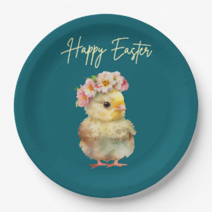 Happy Easter Chick Paper Plate