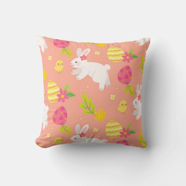 Happy Easter Chicken And Rabbit Cushion (Front)