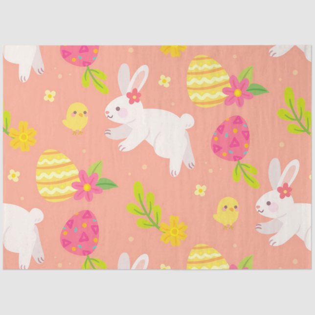 Happy Easter Chicken And Rabbit Tissue Paper (Front)
