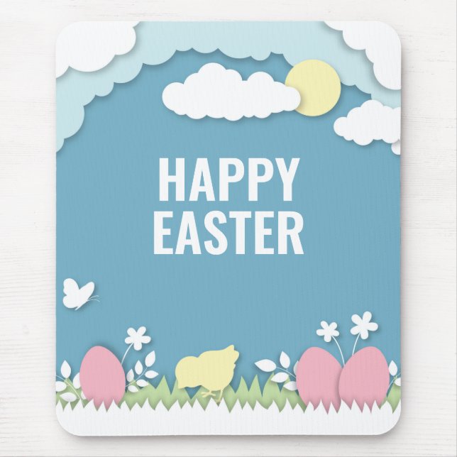 Happy easter chicks and egg in nature mouse pad (Front)