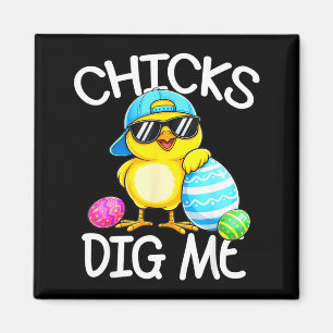 Happy Easter Chicks Dig Easter Toddler Boys Men Magnet