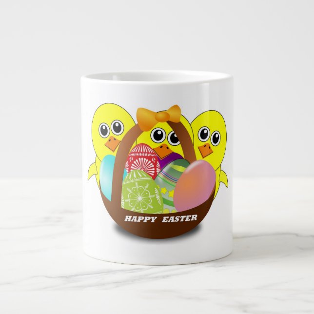"HAPPY EASTER" CHICKS LARGE COFFEE MUG (Front)