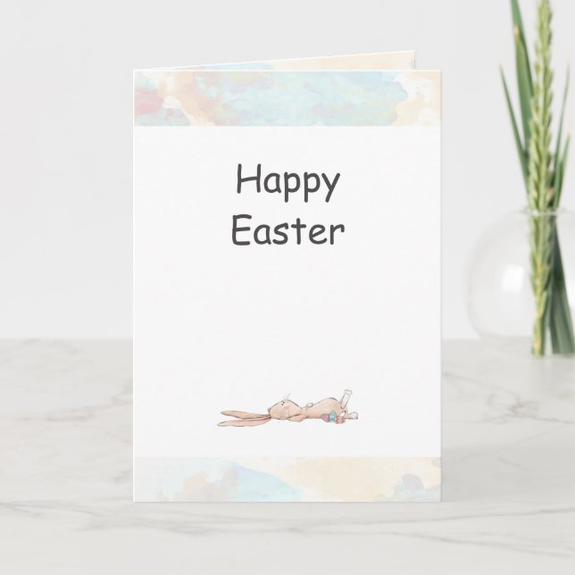 Happy Easter Chill Bunny Rabbit Watercolor Easter  Card (Front)