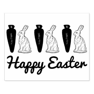 Happy Easter Chocolate Bunnies and Carrots Stamp