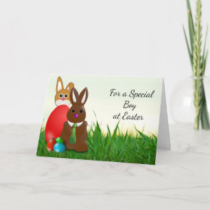 Happy Easter Chocolate Bunny Boy's Holiday Card