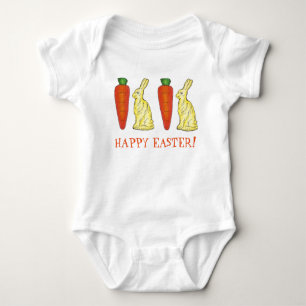 Happy Easter Chocolate Bunny Bunnies Orange Carrot Baby Bodysuit