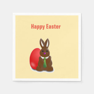 Happy easter chocolate bunny napkin