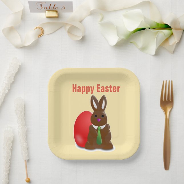 Happy easter chocolate bunny paper plate (Wedding)