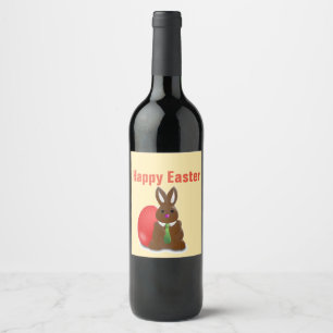 Happy easter chocolate bunny wine label