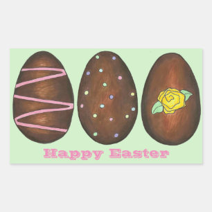 Happy Easter Chocolate Candy Buttercream Egg Eggs Rectangular Sticker