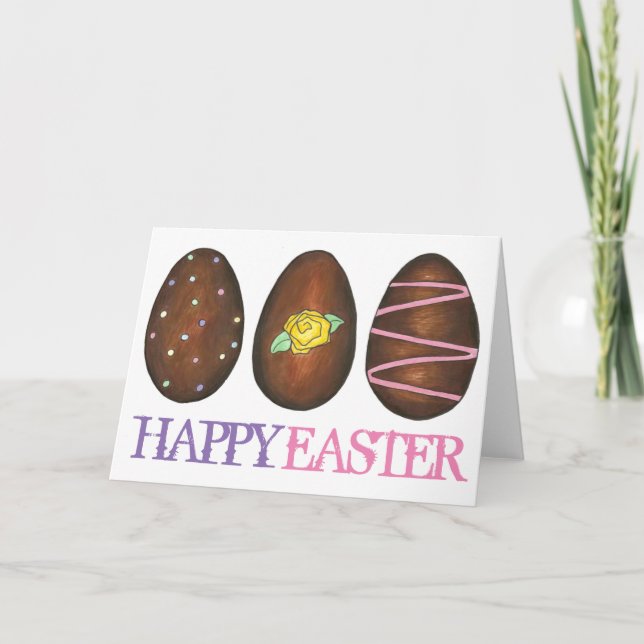 Happy Easter Chocolate Egg Eggs Candy Card (Front)