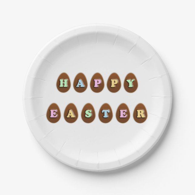 Happy Easter Chocolate Eggs Paper Plate (Front)