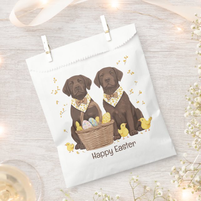 Happy Easter Chocolate Labrador Retriever Dogs Favour Bag (Clipped)