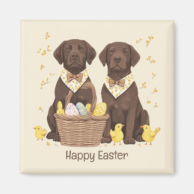 Happy Easter Chocolate Labrador Retriever Dogs Magnet (Front)