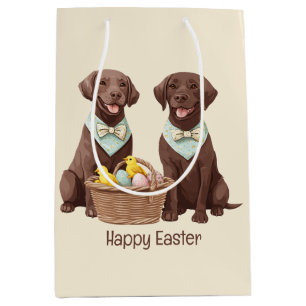 Happy Easter Chocolate Labrador Retriever Dogs Medium Gift Bag