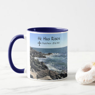 Happy Easter Christ has Risen Blue Ocean Photo Mug