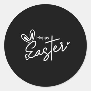 Happy Easter Christian Cross Easter Bunny 1  Classic Round Sticker