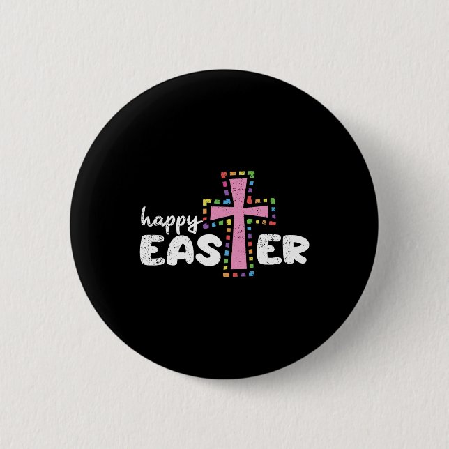 Happy Easter Christian Egg Hunting Spring Cross  6 Cm Round Badge (Front)