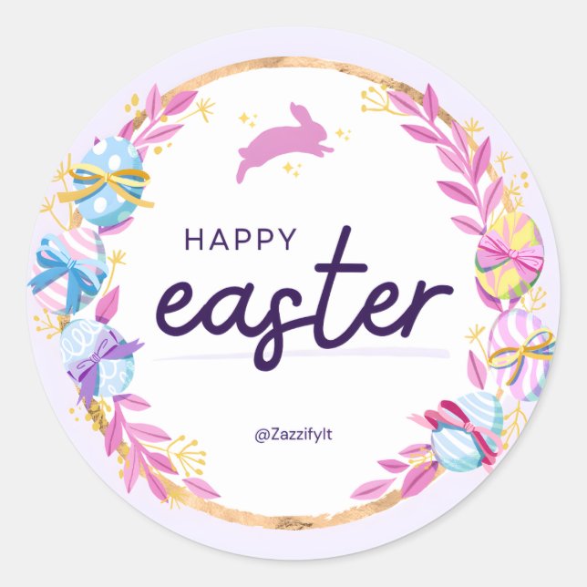 Happy Easter Classic Round Sticker (Front)