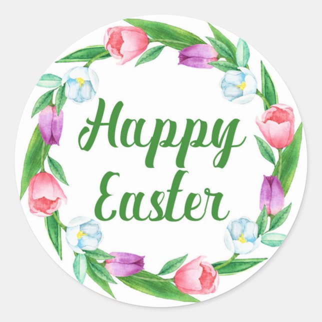 Happy Easter Classic Round Sticker (Front)