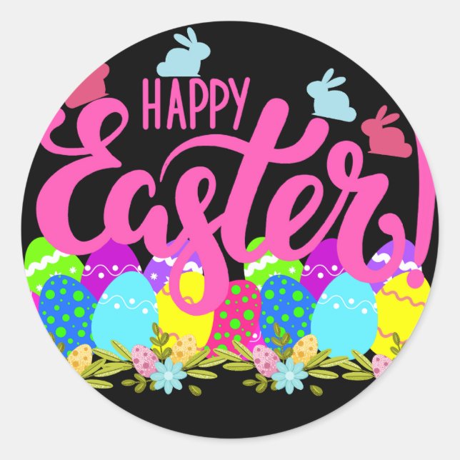 Happy Easter Classic Round Sticker (Front)