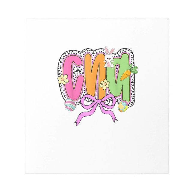 Happy Easter CNA Nurse Coquette Bow Bunny Eggs Wom Notepad (Front)