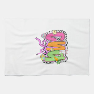 Happy Easter CNA Nurse Coquette Bow Bunny Eggs Wom Tea Towel