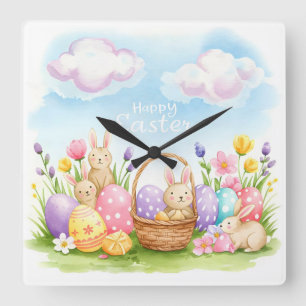 Happy Easter!, Collection by Natasha Us Square Wall Clock