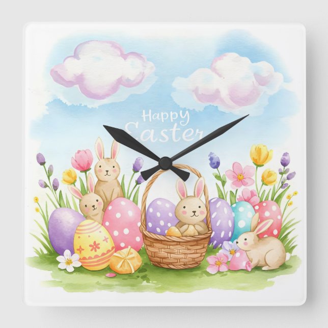 Happy Easter!, Collection by Natasha Us   Square Wall Clock (Front)