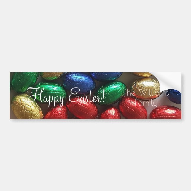 Happy Easter Colorful Chocolate Eggs Photography Bumper Sticker (Front)