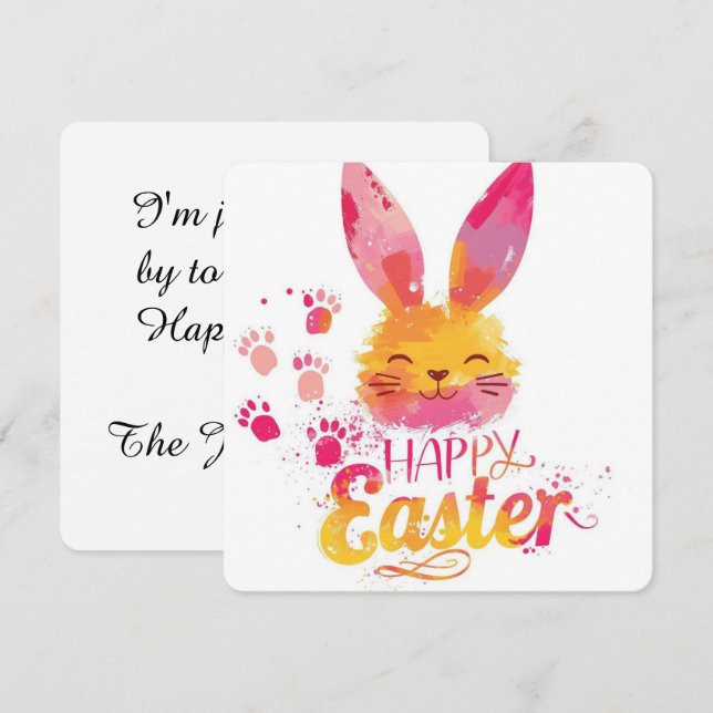 Happy Easter Colorful cute Bunny  Holiday Card (Front/Back)
