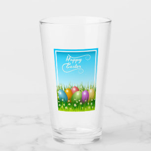 "HAPPY EASTER" COLORFUL EASTER EGGS GLASS
