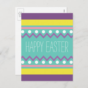 Happy Easter - Colorful Egg Design Holiday Postcard