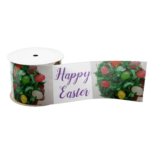 Happy Easter Colorful Jelly Candy Beans  Satin Ribbon (Spool)