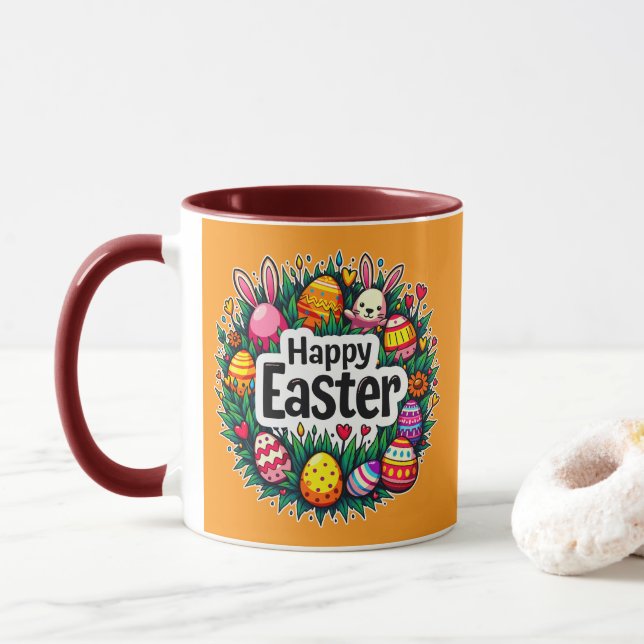 Happy Easter – Colorful Spring Design - caneca Mug (With Donut)
