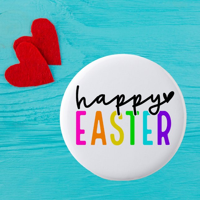 Happy Easter colourful 6 Cm Round Badge (Creator Uploaded)